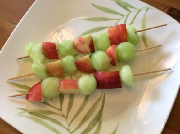 Peach and Honeydew Skewers For This White Sangria Recipe